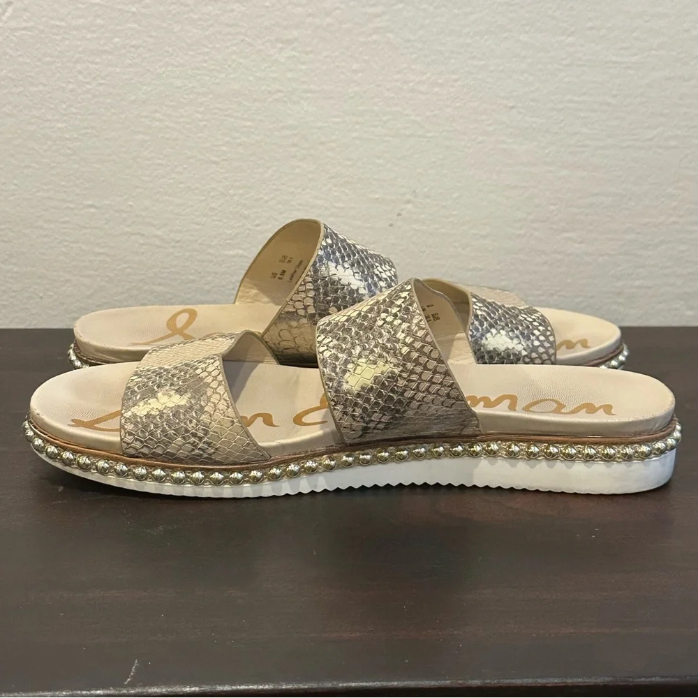 Sam Edelman Size 8.5 Chunky Flatform Open Toe Slide Snakeskin Strappy Sandal - Picture 10 of 16